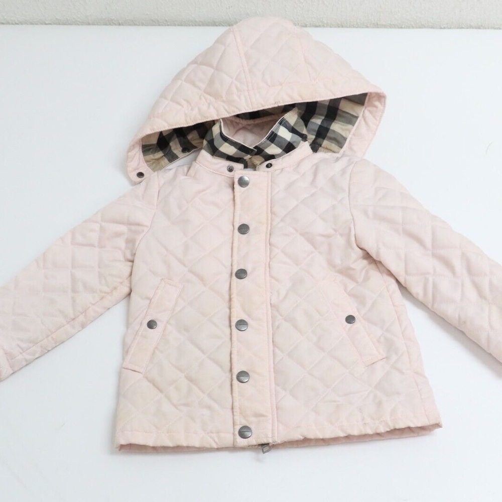 Burberry pale pink quilted coat with detachable hood 3T
